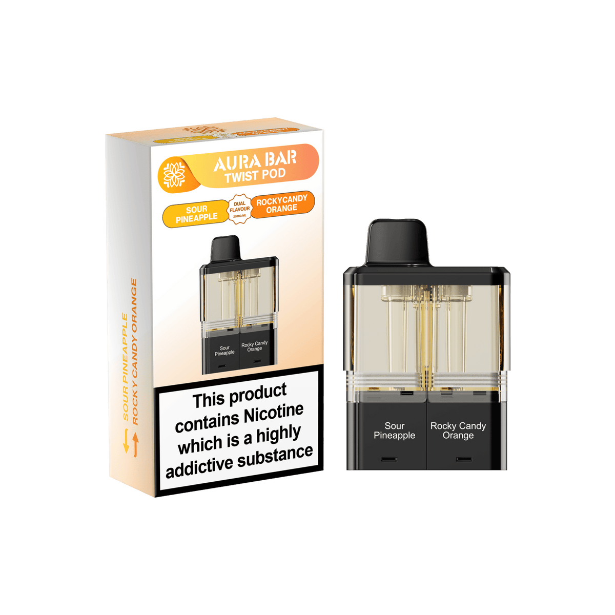 Buy Aura Bar Twist 40k Replacement Pods - Sour Pineapple / Rocky Candy Orange