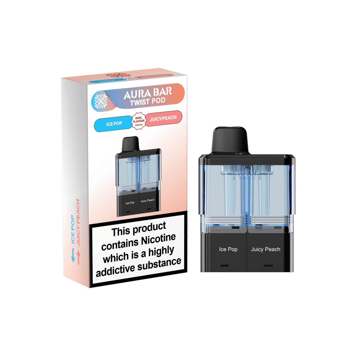 Buy Aura Bar Twist 40k Replacement Pods - Ice Pop / Juicy Peach