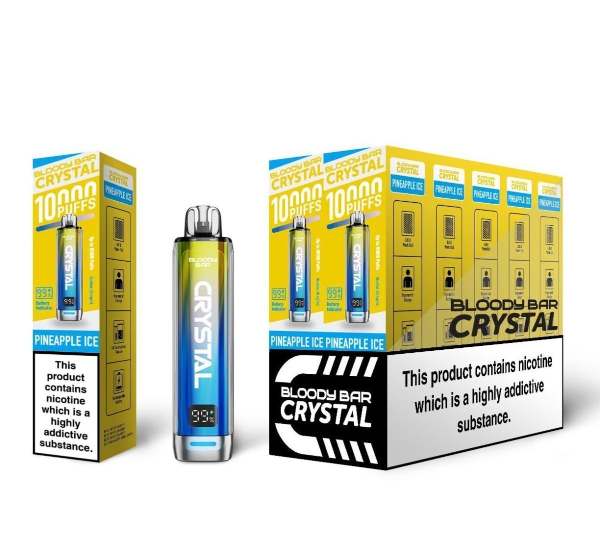 Buy Bloody Bar Crystal 10k Prefilled Pod Vape Pack of 10 - Pineapple Ice