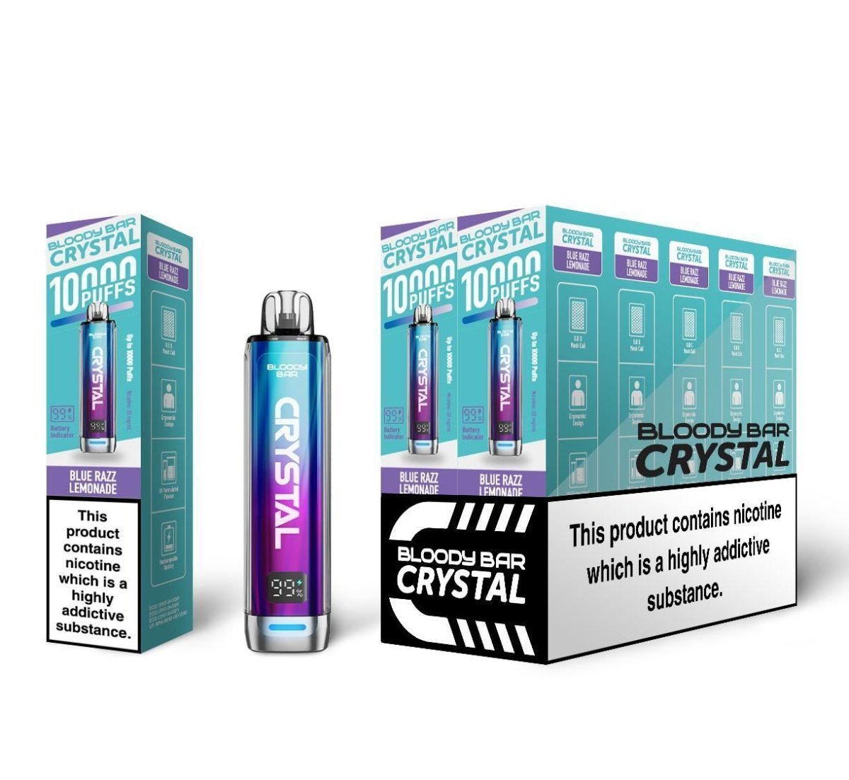 Buy Bloody Bar Crystal 10k Prefilled Pod Vape Pack of 10 - Blue Razz Lemonade