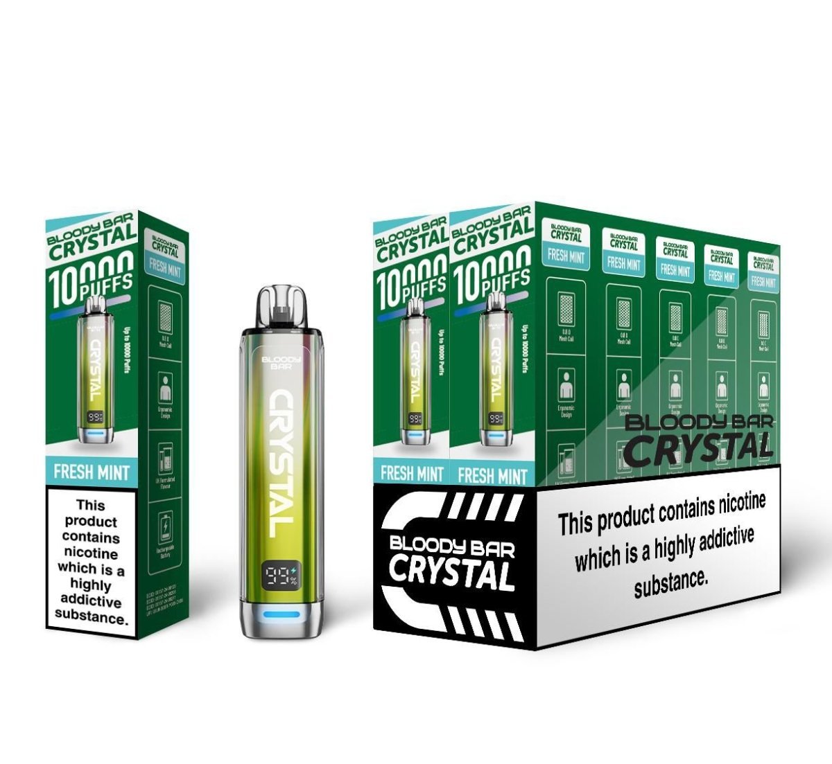 Buy Bloody Bar Crystal 10k Prefilled Pod Vape Pack of 10 - Fresh Mint
