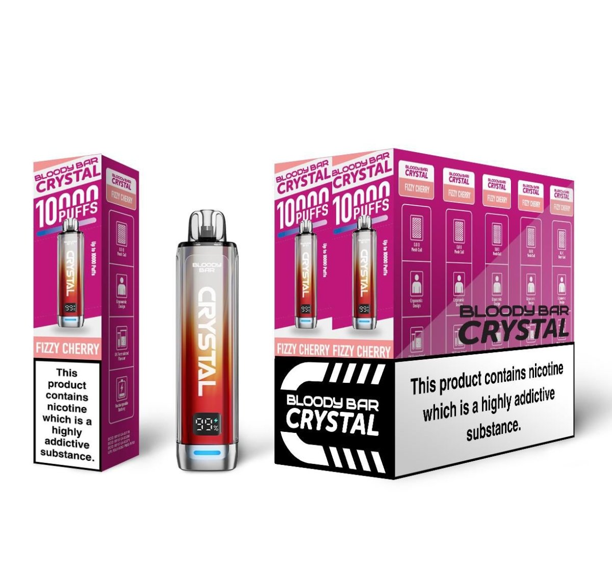 Buy Bloody Bar Crystal 10k Prefilled Pod Vape Pack of 10 - Fizzy Cherry