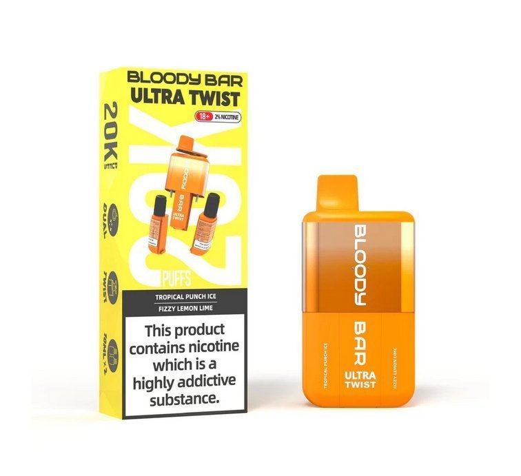 Buy Bloody Bar Ultra Twist 20000 Puffs Disposable Vape Box of 5 - Cherry Ice/Strawberry Raspberry