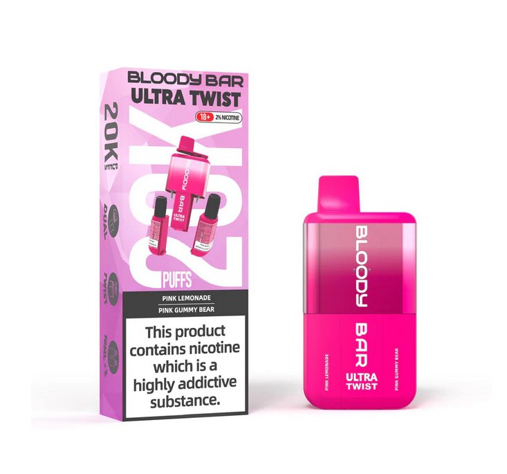 Buy Bloody Bar Ultra Twist 20000 Puffs Disposable Vape Box of 5 - Cherry Ice/Strawberry Raspberry