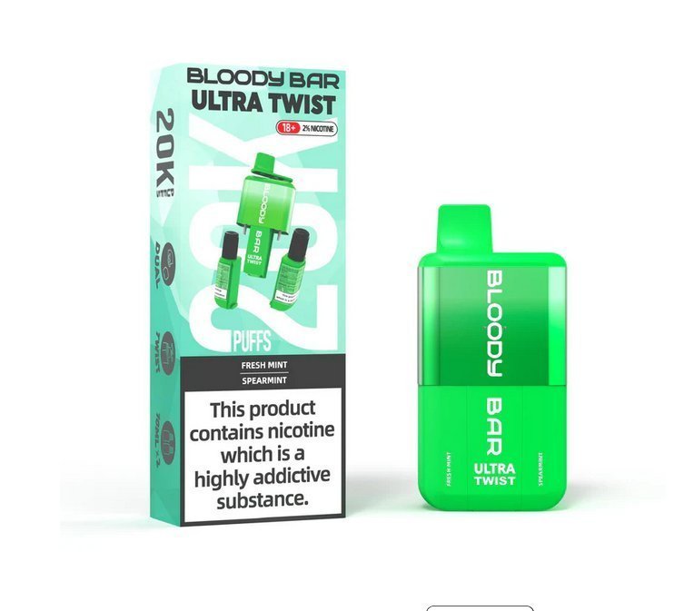 Buy Bloody Bar Ultra Twist 20000 Puffs Disposable Vape Box of 5 - Cherry Ice/Strawberry Raspberry