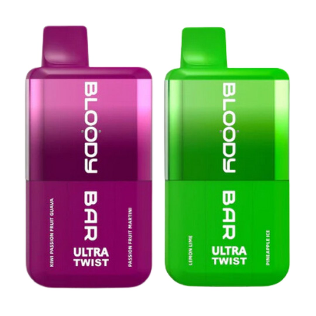 Buy Bloody Bar Ultra Twist 20000 Puffs Disposable Vape Box of 5 - Strawberry Watermelon Bubblegum/Strawberry Kiwi