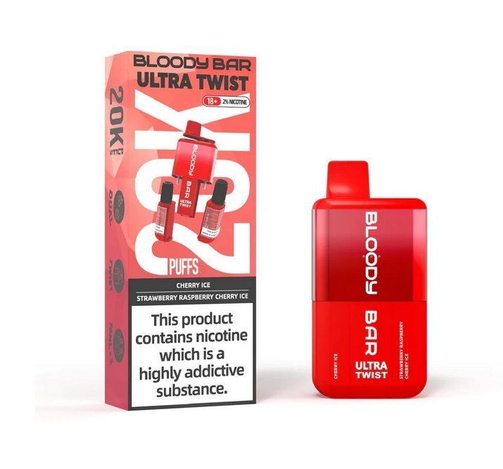 Buy Bloody Bar Ultra Twist 20000 Puffs Disposable Vape Box of 5 - Cherry Ice/Strawberry Raspberry