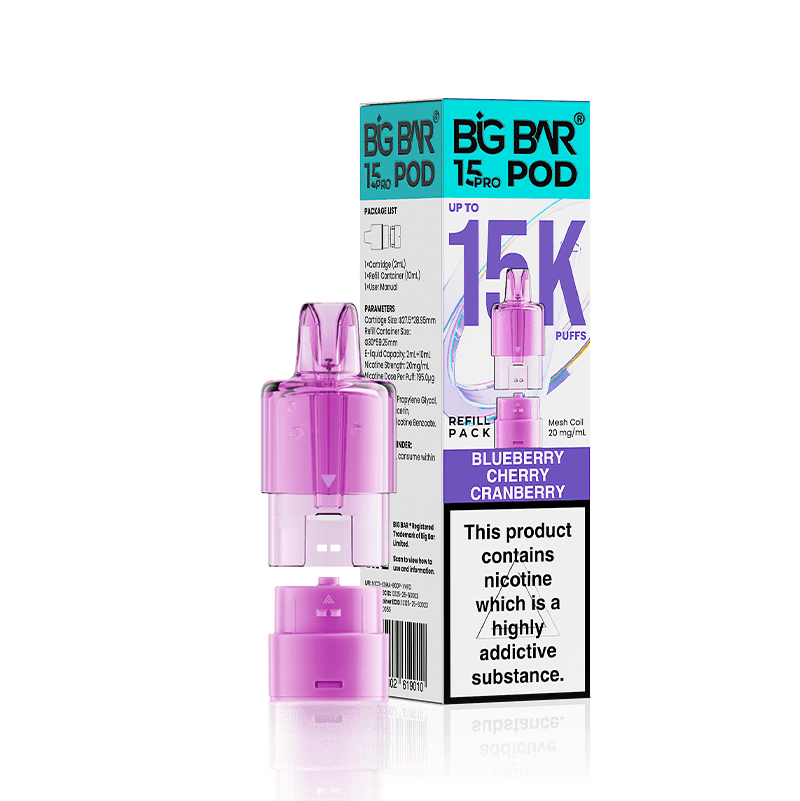 Buy Big Bar 15000 Pro Prefilled Replacement Pods - Blueberry Cherry Cranberry