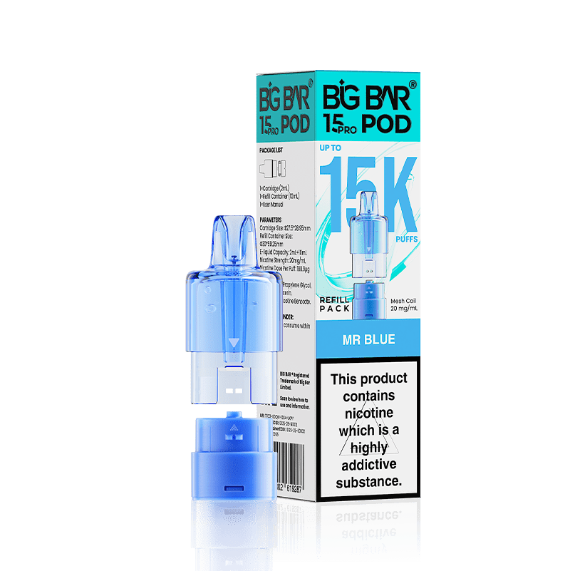 Buy Big Bar 15000 Pro Prefilled Replacement Pods - Mr Blue