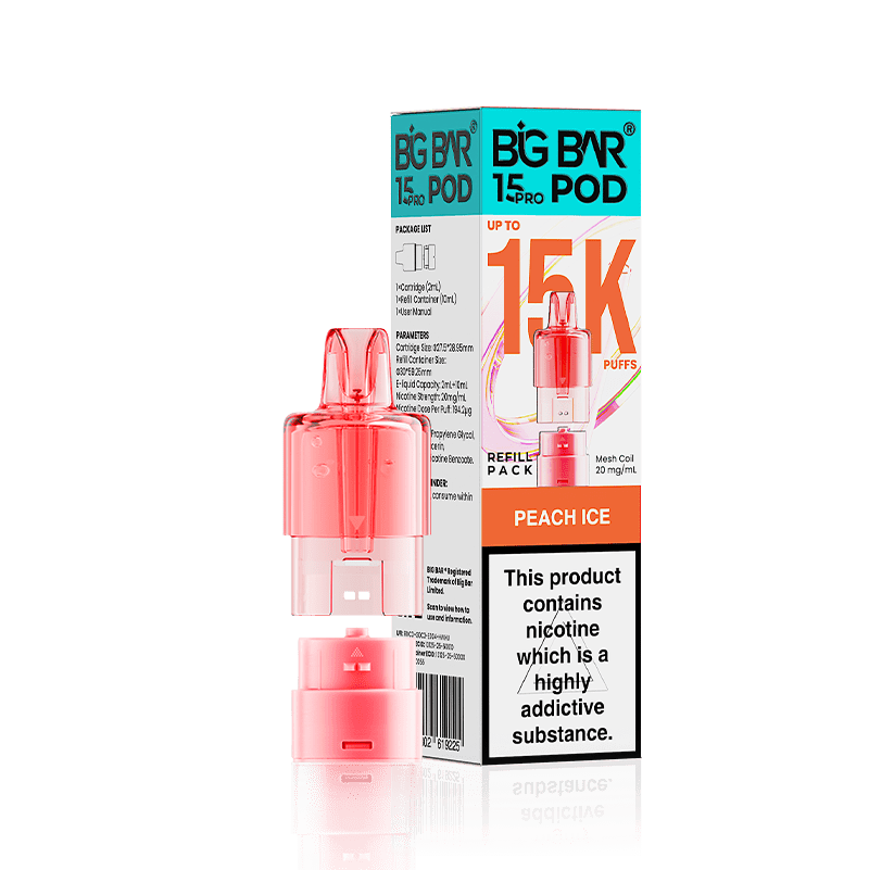 Buy Big Bar 15000 Pro Prefilled Replacement Pods - Peach Ice