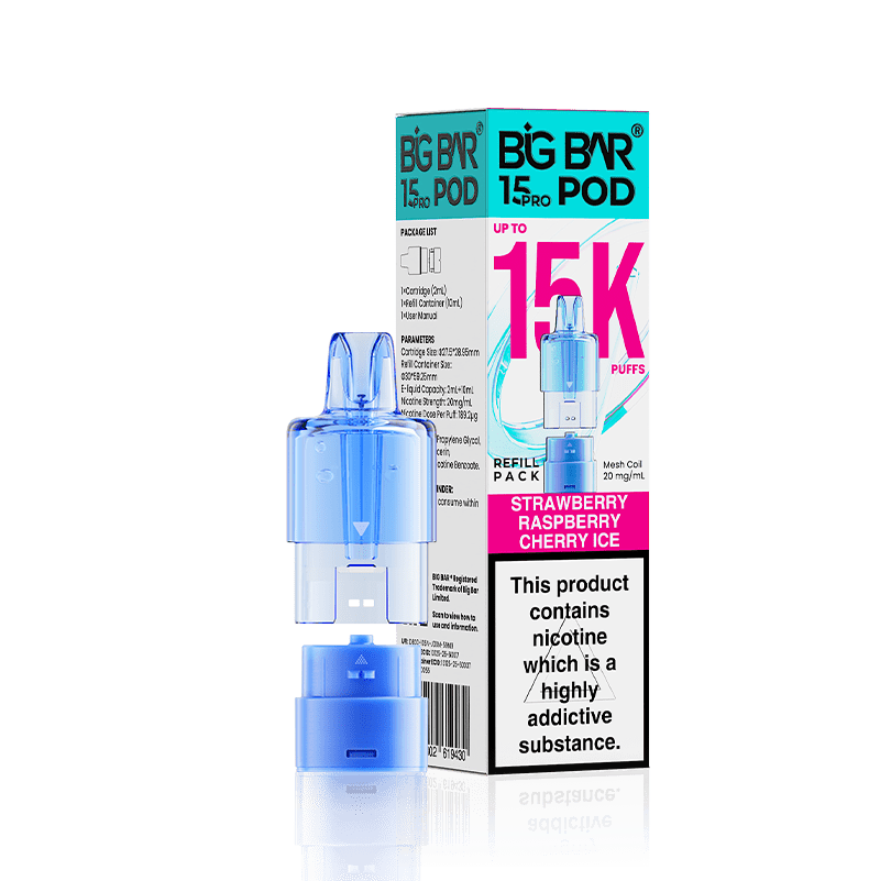 Buy Big Bar 15000 Pro Prefilled Replacement Pods - Strawberry Raspberry Cherry Ice