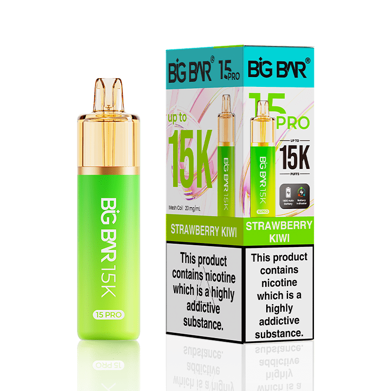 Buy Big Bar 15000 Pro Vape Kit Box of 5 - Strawberry Kiwi