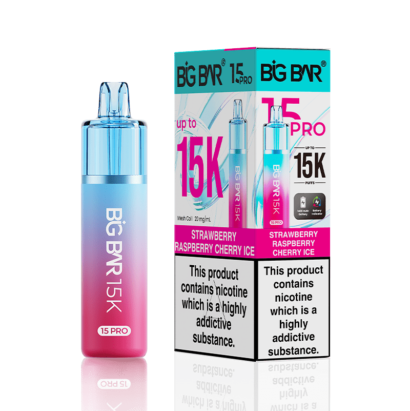 Buy Big Bar 15000 Pro Vape Kit Box of 5 - Strawberry Raspberry Cherry Ice