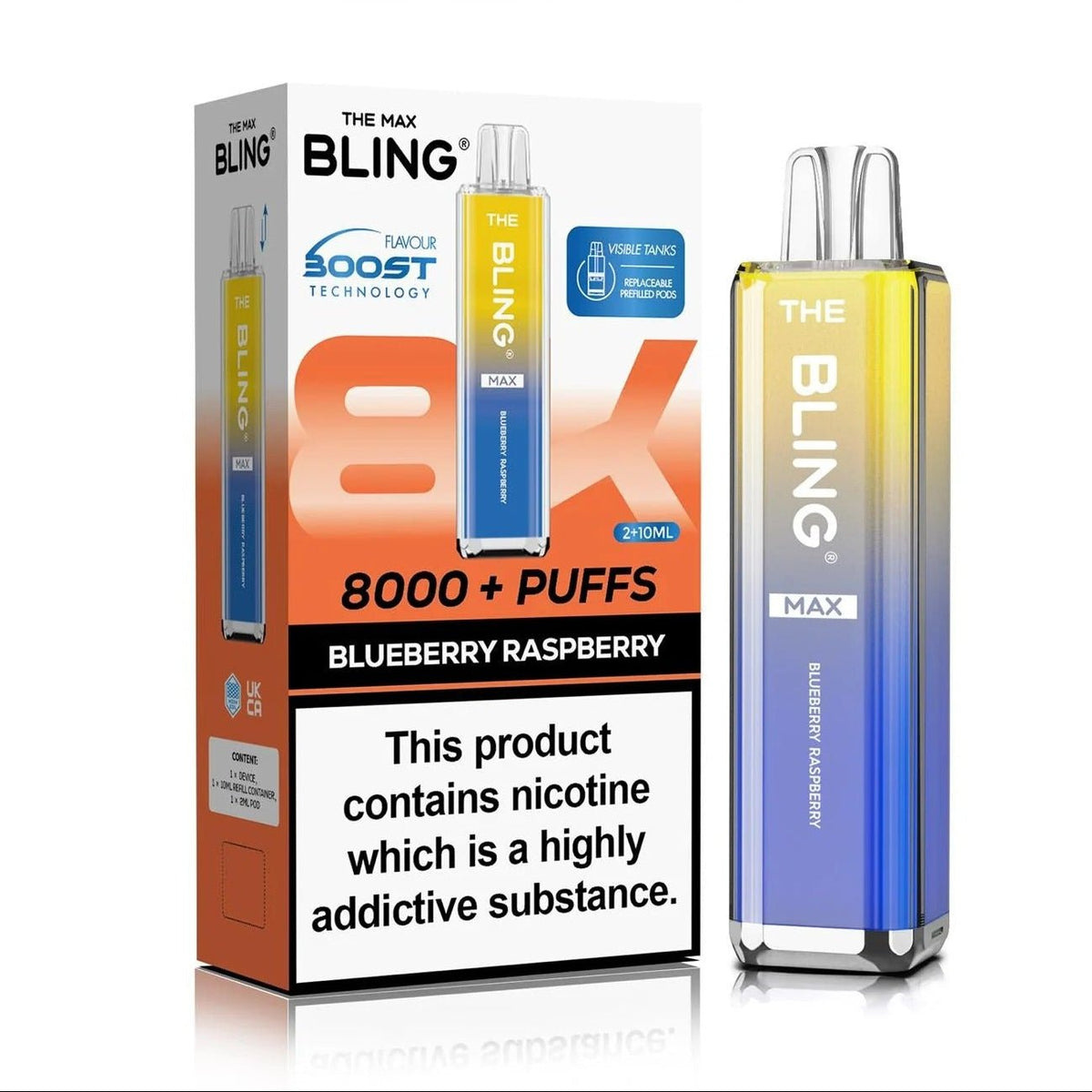 Buy Crystal Bling Max 8000 Prefilled Pod Kit Box of 5 - Blueberry Raspberry