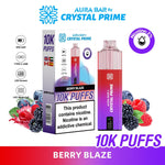 Buy Crystal Prime Aura Bar 10k Prefilled Pod Vape - Pack of 5 - Berry Blaze
