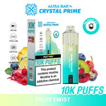 Buy Crystal Prime Aura Bar 10k Prefilled Pod Vape - Pack of 5 - Fruit Twist