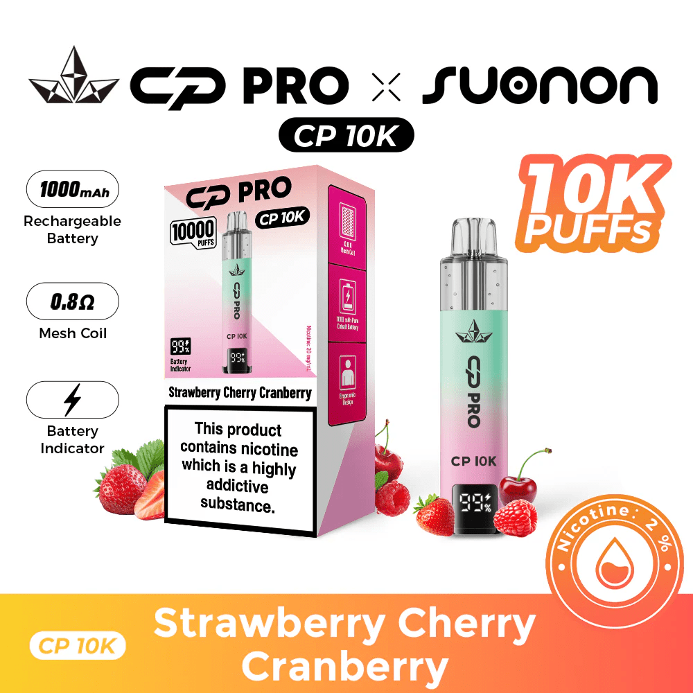 Buy Crystal Pro CP10K prefilled vape Kit Box of 5 - Strawberry cherry cranberry