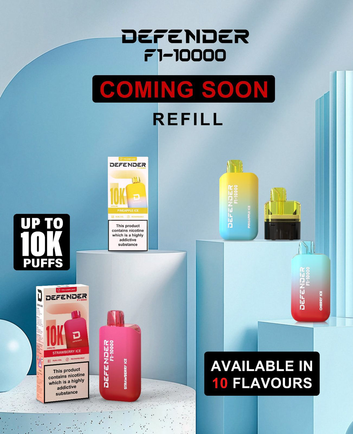 Buy Defender F1 - 10000 Prefilled Pod Vape Kit ( Box of 5 ) - Blue Fusion