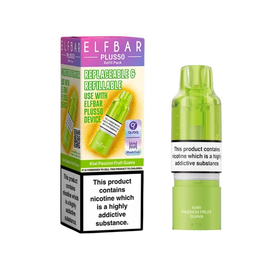 Buy Elf Bar Plus 50 Refill Pods (Box of 5) - Kiwi Passionfruit Guava