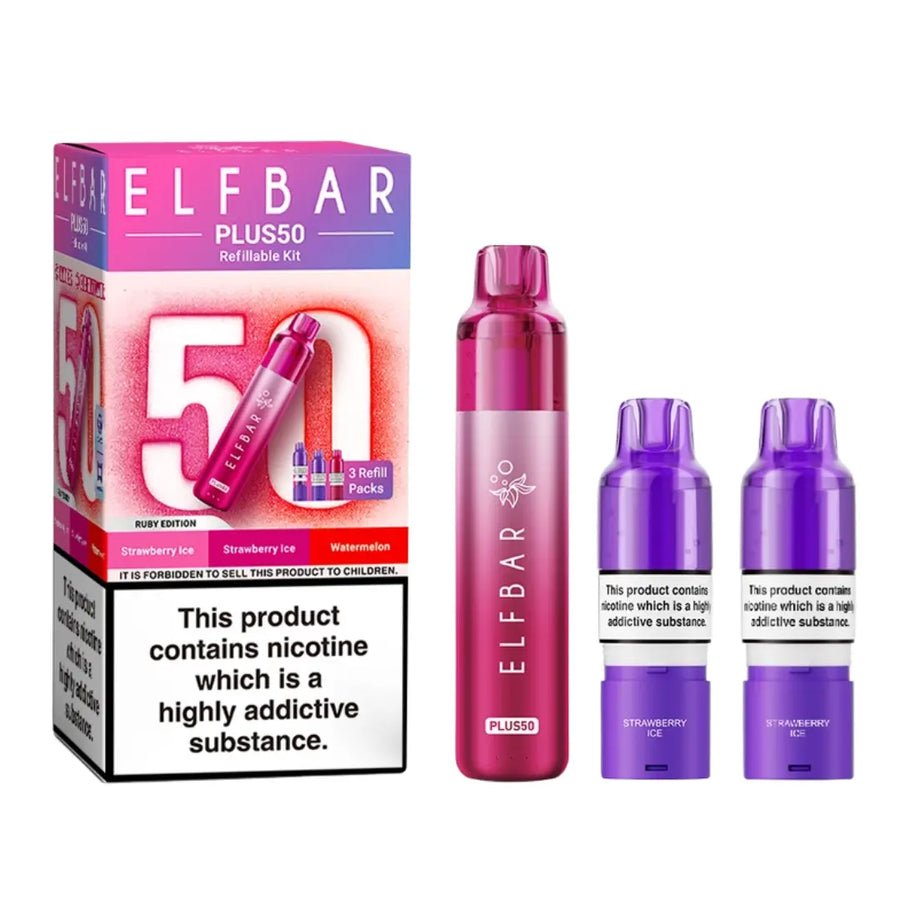 Buy Elf Bar Plus 50 Vape Kit ( Box of 5) - Ruby Edition