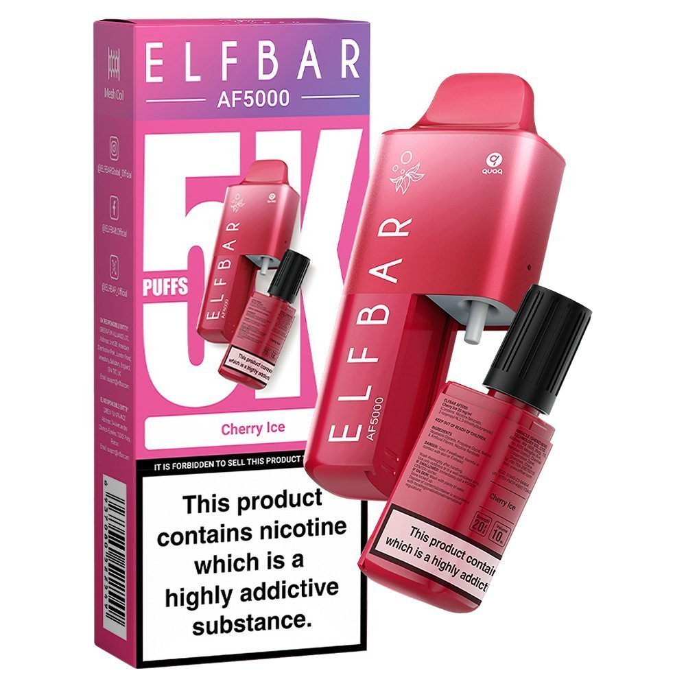 Buy Elfbar AF5000 Puffs Vape kit Device - Box of 5 - Cherry Ice