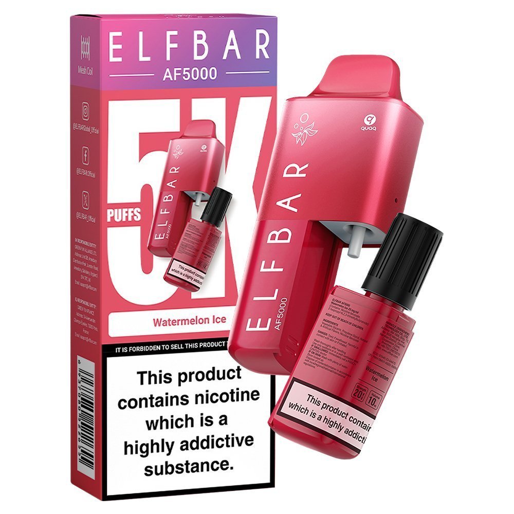 Buy Elfbar AF5000 Puffs Vape kit Device - Box of 5 - Watermelon Ice