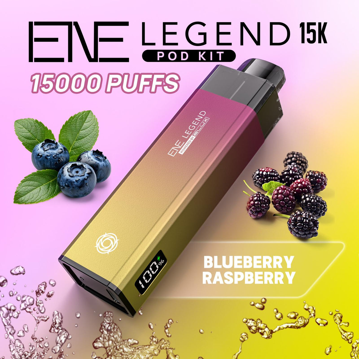 Buy Elux ENE Legend 15k Pod Vape Kit Pack of 5 - Blueberry Raspberry