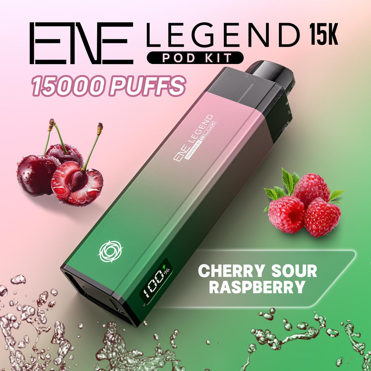 Buy Elux ENE Legend 15k Pod Vape Kit Pack of 5 - Cherry Sour Raspberry