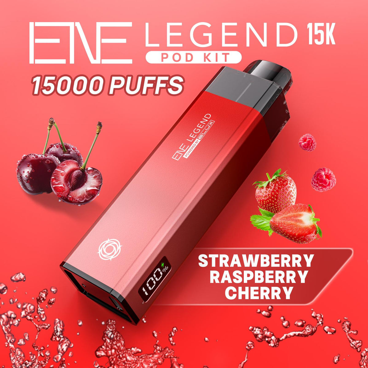 Buy Elux ENE Legend 15k Pod Vape Kit Pack of 5 - Strawberry Raspberry Cherry Ice