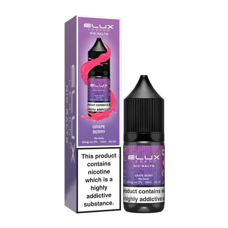 Buy Elux Legend Nic Salts 10ml E - Liquids - 5mg Box of 10 - Grape Berry