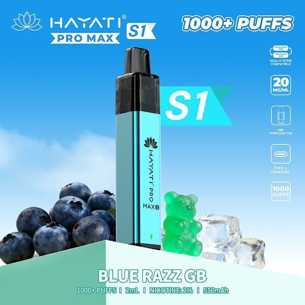 Buy Hayati Pro Max S1 Vape Kit Box of 10 - Blue Razz GB