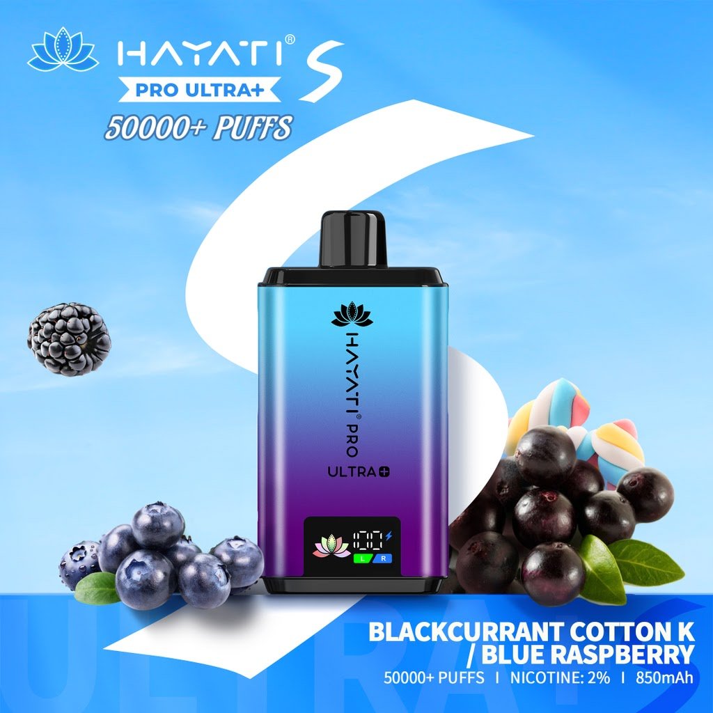 Buy Hayati Pro Ultra Plus S 50K Prefilled Pod Vape Kit hi - Blackcurrant Cotton K / Blue Raspberry