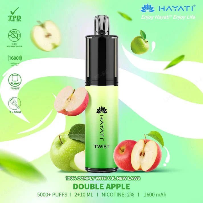 Buy Hayati Twist 5000 Puffs prefilled kit Vape Box of 5 - Double Apple