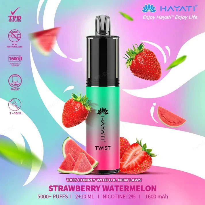 Buy Hayati Twist 5000 Puffs prefilled kit Vape Box of 5 - Strawberry Watermelon