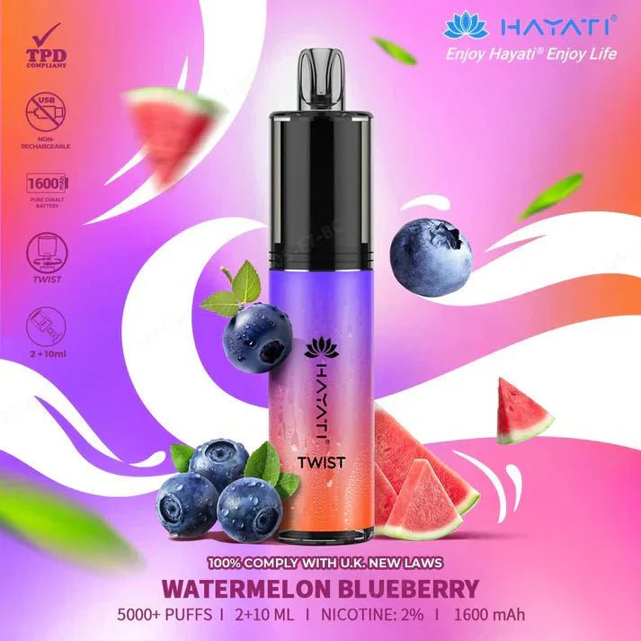 Buy Hayati Twist 5000 Puffs Vape Pod Kit Box of 5 - Watermelon Blueberry