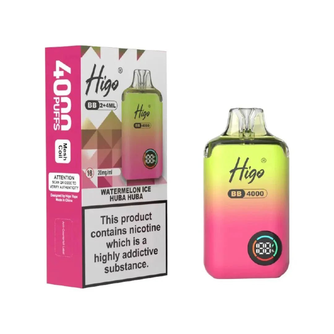 Buy Higo BB 4000 Vape Kit Box of 10 - Watermelon Ice Huba Buba
