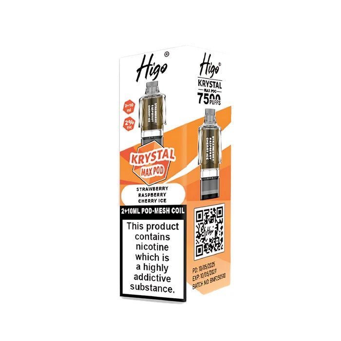 Buy Higo Krystal Max 7500 Prefilled Pods Pack of 5 - Strawberry Raspberry Cherry Ice