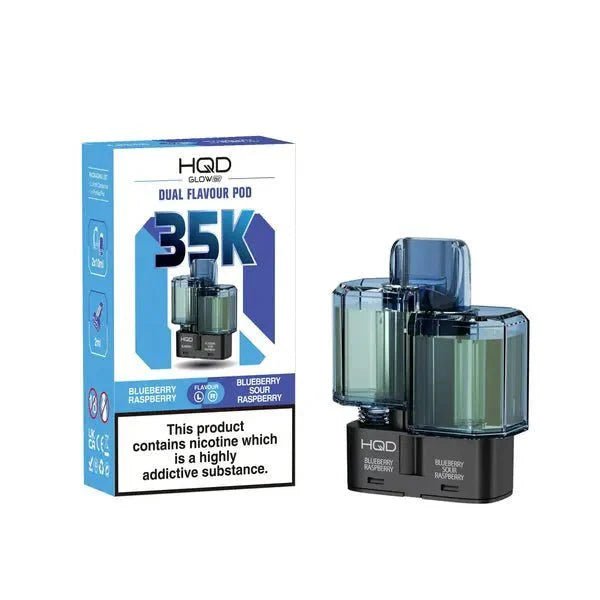 Buy HQD Glow Air 35K Prefilled Pods - Blue Raspberry/Blue Sour Raspberry