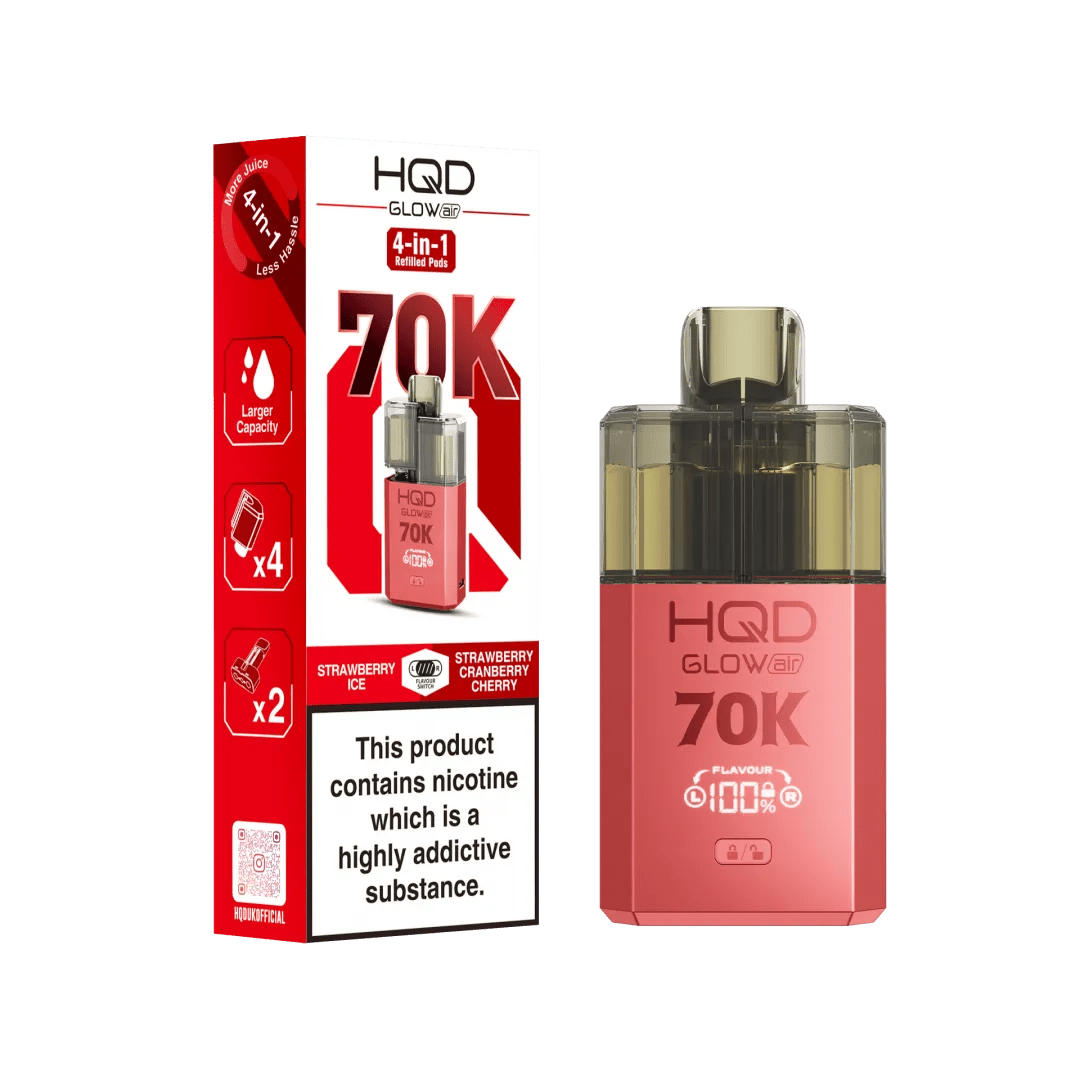 Buy HQD Glow Air 70K Prefilled Vape Box of 5 - Kiwi Passionfruit Guava + Strawberry Kiwi