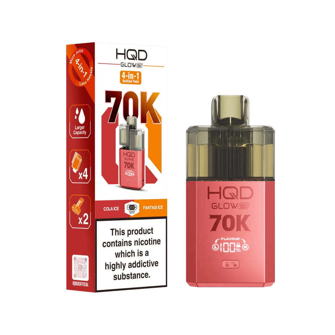 Buy HQD Glow Air 70K Prefilled Vape Box of 5 - Kiwi Passionfruit Guava + Strawberry Kiwi