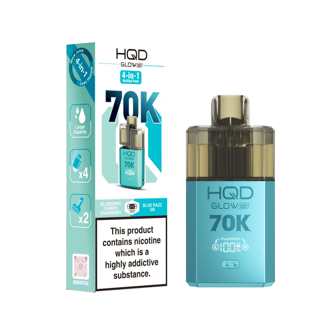 Buy HQD Glow Air 70K Prefilled Vape Box of 5 - Kiwi Passionfruit Guava + Strawberry Kiwi
