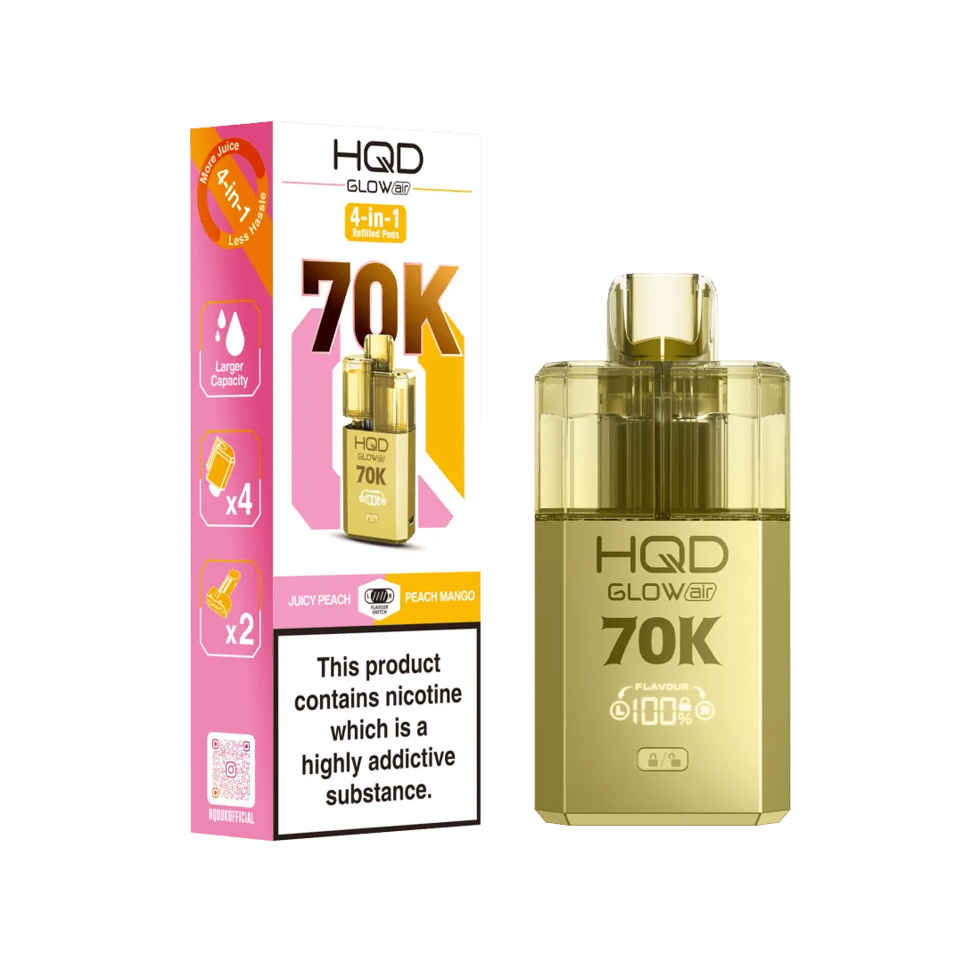 Buy HQD Glow Air 70K Prefilled Vape Box of 5 - Kiwi Passionfruit Guava + Strawberry Kiwi