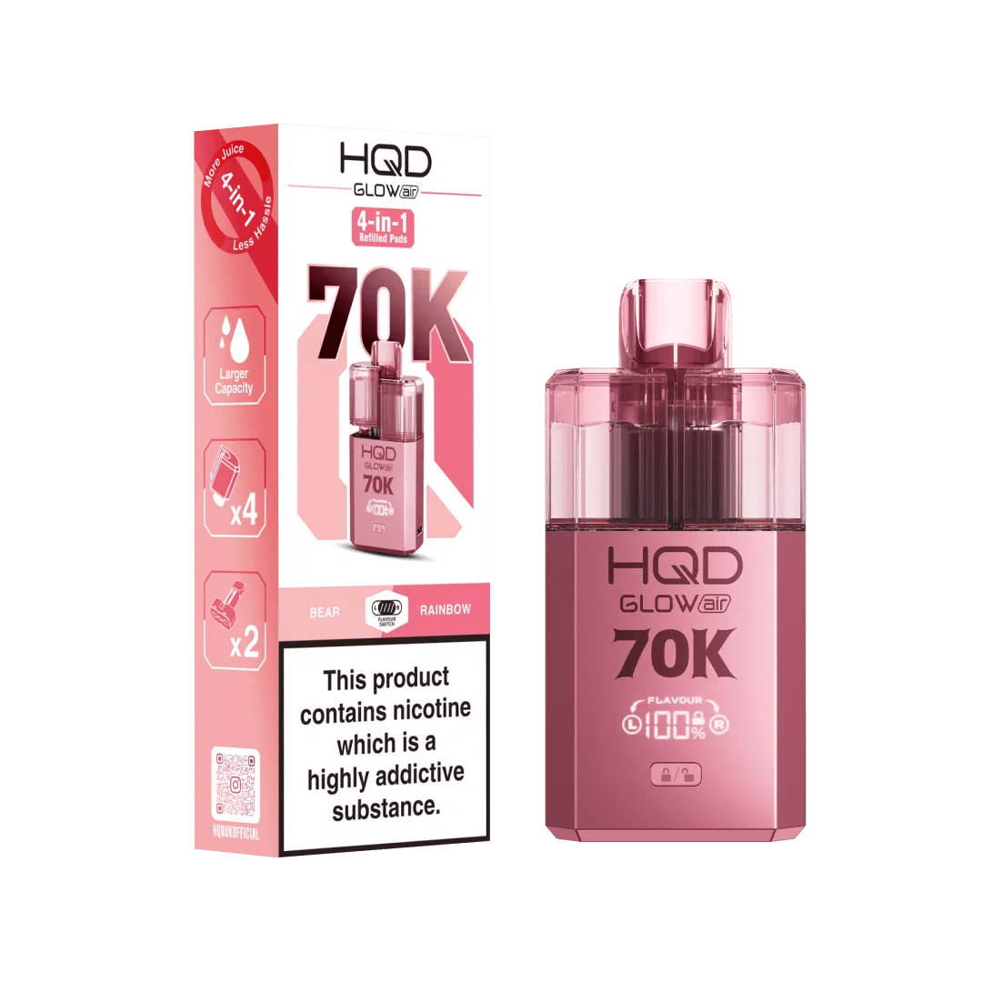 Buy HQD Glow Air 70K Prefilled Vape Box of 5 - Kiwi Passionfruit Guava + Strawberry Kiwi