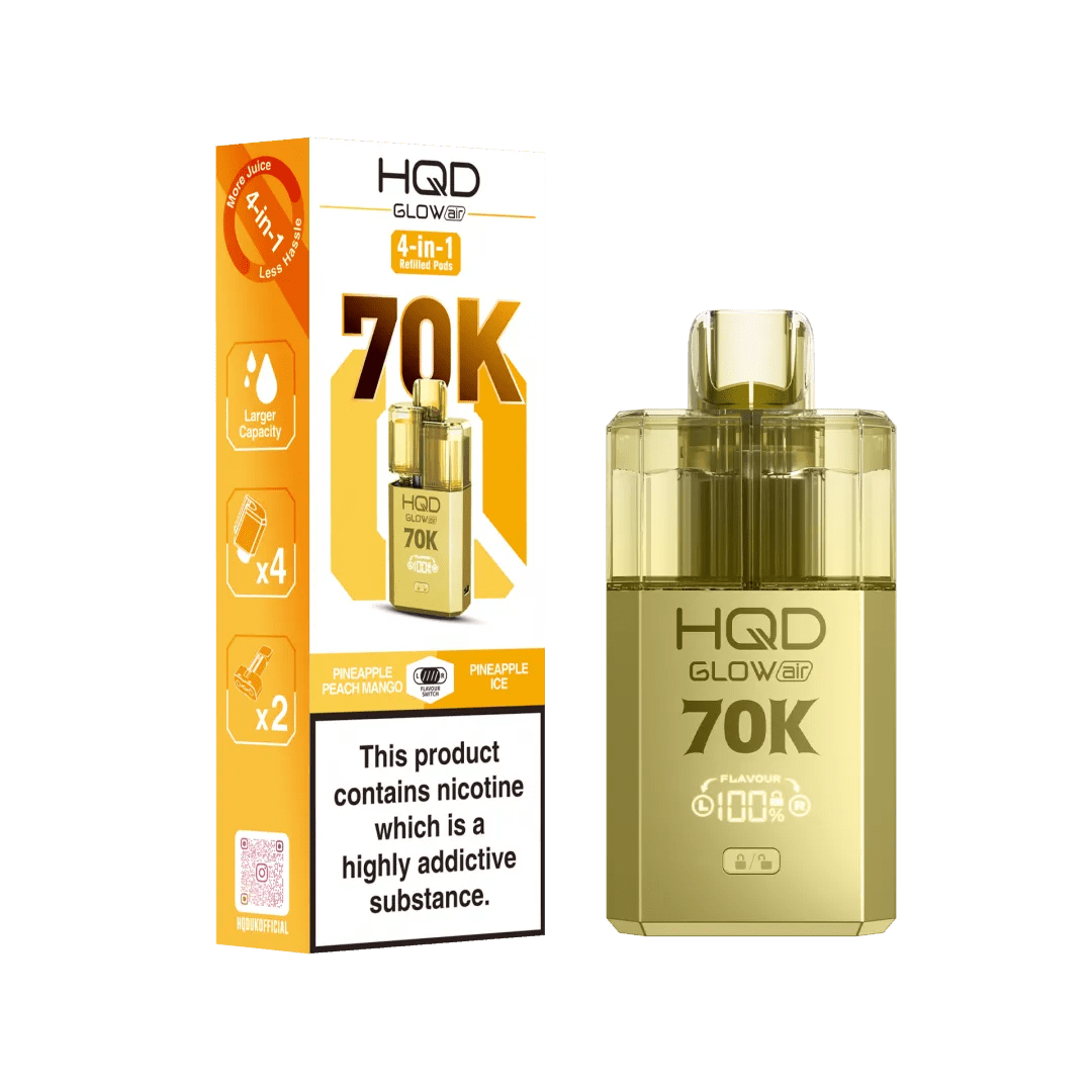 Buy HQD Glow Air 70K Prefilled Vape Box of 5 - Kiwi Passionfruit Guava + Strawberry Kiwi