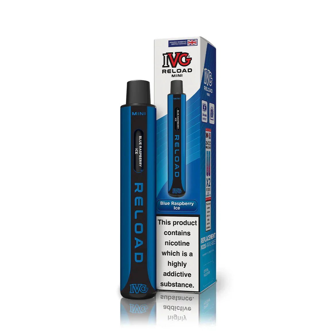 Buy IVG Reload Mini Pod Vape Kit Box Of 10 - Blue Raspberry Ice