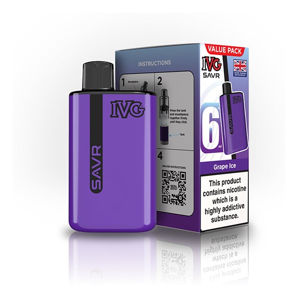 Buy IVG SAVR 3000 Prefilled Pod Vape Kit - Grape Ice
