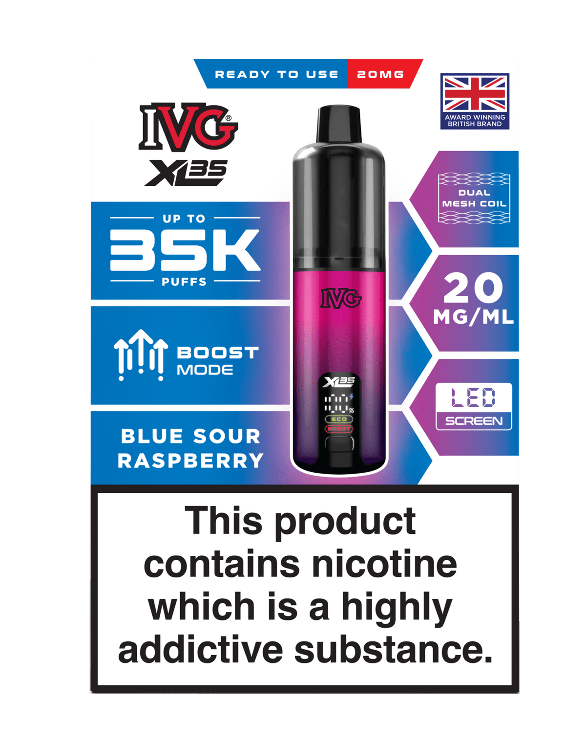Buy IVG XL 35K Prefilled Pod Vape - Blue Sour Raspberry