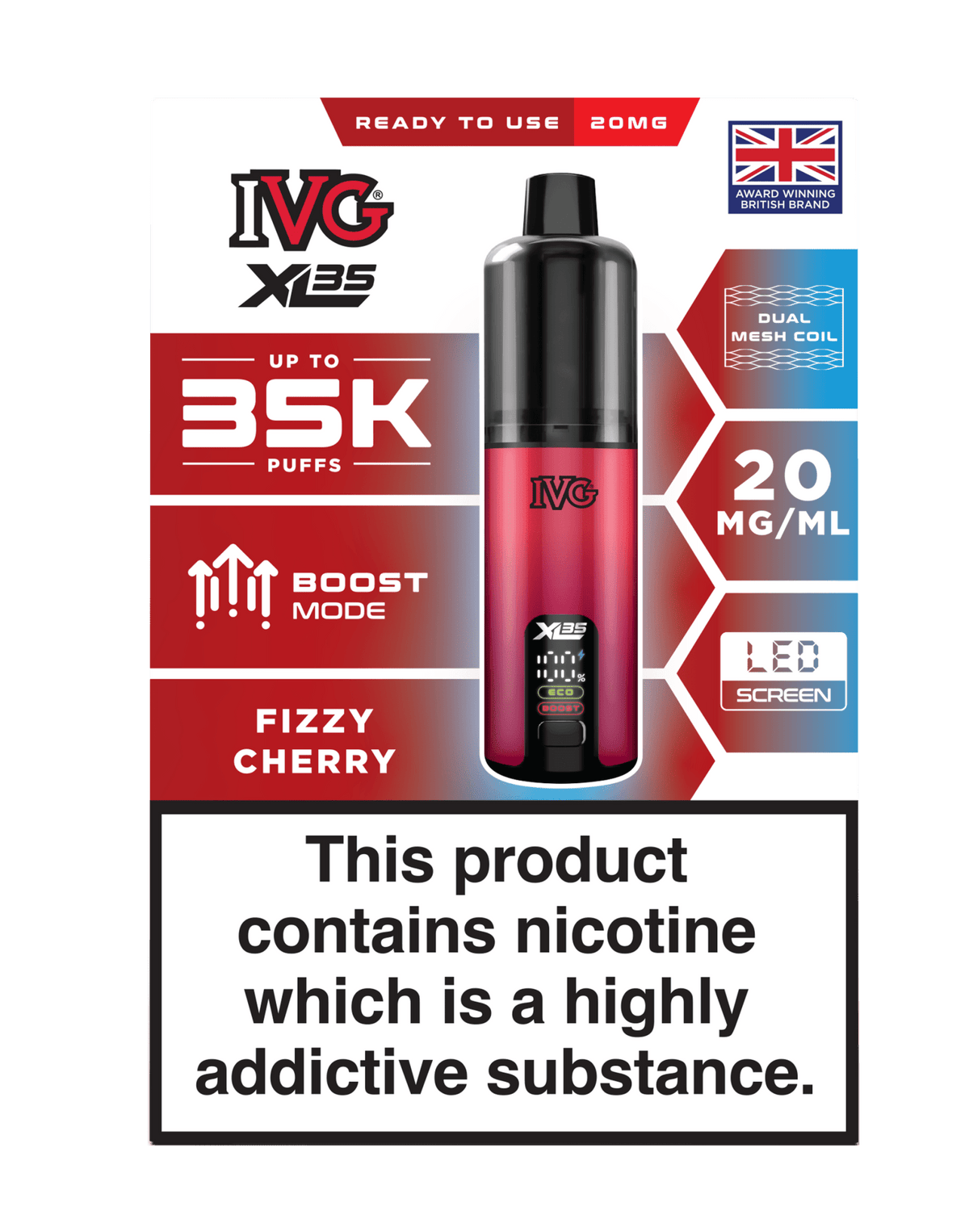 Buy IVG XL 35K Prefilled Pod Vape - Fizzy Cherry