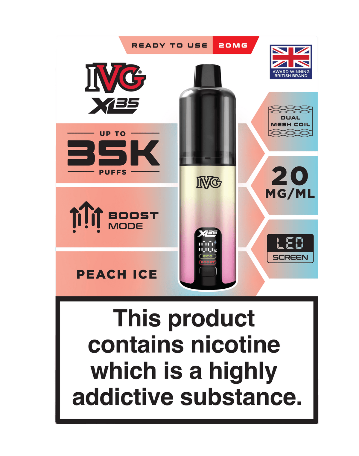 Buy IVG XL 35K Prefilled Pod Vape - Peach Ice