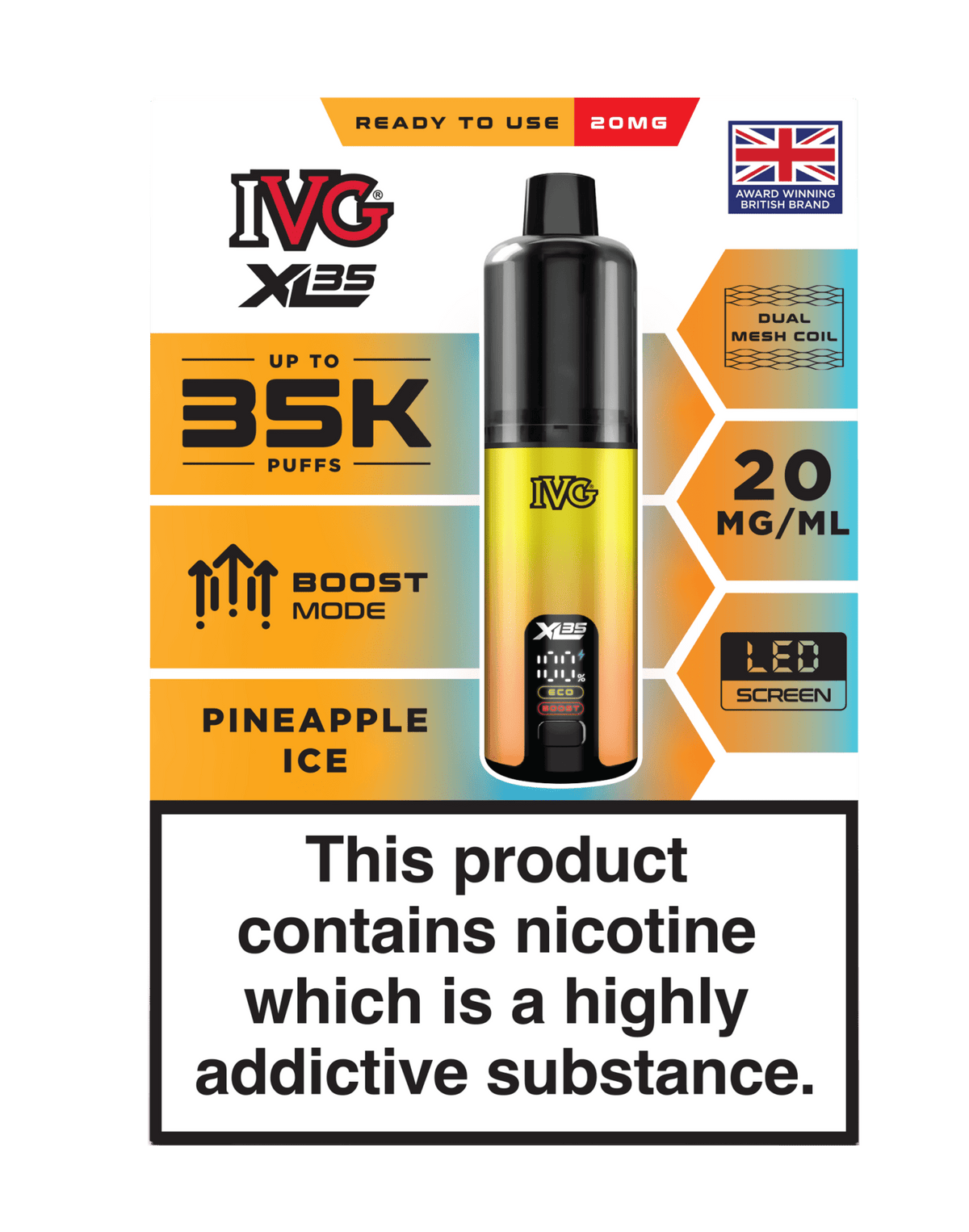 Buy IVG XL 35K Prefilled Pod Vape - Pineapple Ice